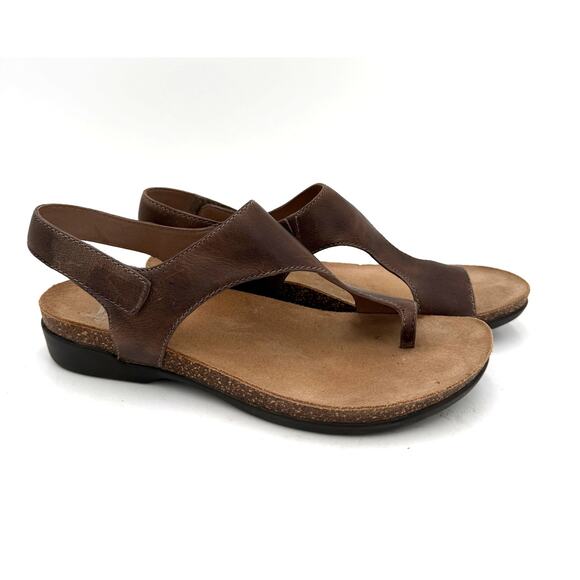 Dansko Brown Leather Reese Thong Sandals Size 38 / 8 - Picture 1 of 7